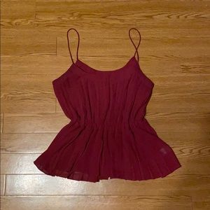 Gathered Ruffle Maroon Top